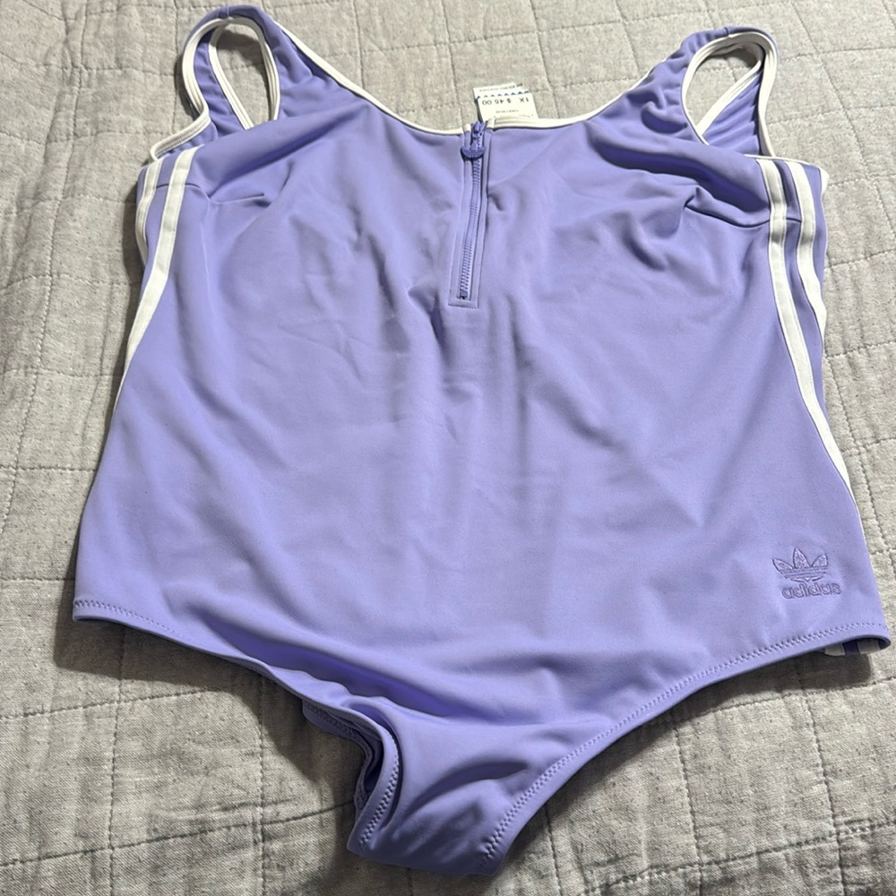 Adidas Light Purple Zipper Front One Piece Swimsuit Size 1X